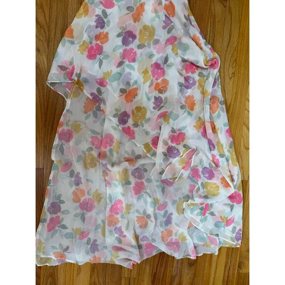 For Love & Lemons Petal‎ Midi Dress Floral Size XXS Short Sleeve Asymmetrical - Picture 7 of 9